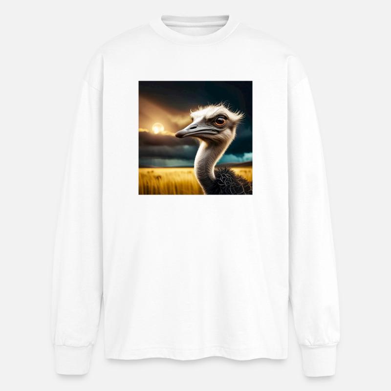 Strauß - Oversized Langarmshirt - Weiß