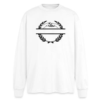 Travailler ensemble dans la couronne de laurier - T-shirt manches longues oversize - blanc - Devant - AI Model Male 185 light (185cm)
