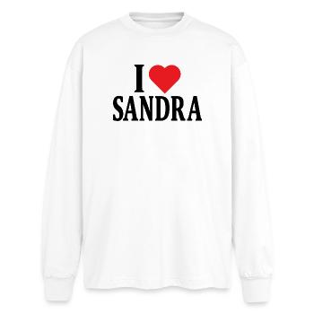 J’aime Sandra T-Shirt idée cadeau - T-shirt manches longues oversize - blanc - Devant - AI Model Male 185 light (185cm)