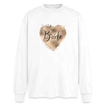Team Bride Heart! Customisable - Oversized Long Sleeve T-Shirt - white - Front - AI Model Male 185 light (185cm)
