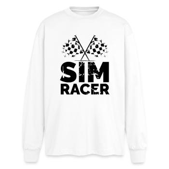 Sim Racer Gaming Drapeau à damier Gamer Racer Équipe - T-shirt manches longues oversize - blanc - Devant - AI Model Male 185 light (185cm)