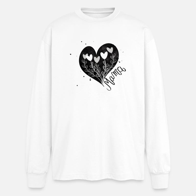 Mama Herz Muttertag - Oversized Langarmshirt  - Weiß