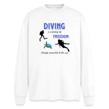 Tortue de la Liberté de Plongée - T-shirt manches longues oversize - blanc - Devant - AI Model Male 185 light (185cm)