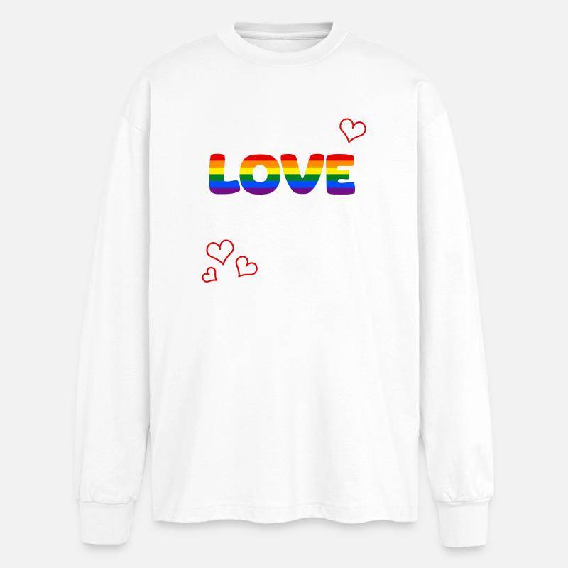 Regenbogenliebe: Love ist alles - Oversized Langarmshirt  - Weiß