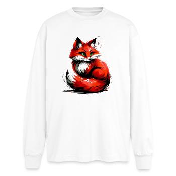 Fox - Oversized Long Sleeve T-Shirt - white - Front - AI Model Male 185 light (185cm)
