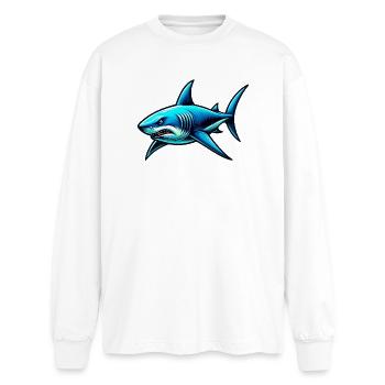 Shark - Oversized Long Sleeve T-Shirt - white - Front - AI Model Male 185 light (185cm)