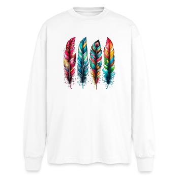 Plume - T-shirt manches longues oversize - blanc - Devant - AI Model Male 185 light (185cm)