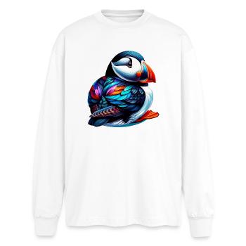 Puffin - Oversized Long Sleeve T-Shirt - white - Front - AI Model Male 185 light (185cm)