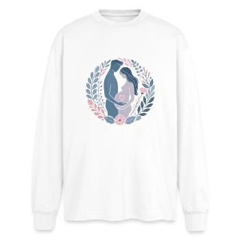 Expecting Parent Love Floral Pregnant Announcement - Oversized Long Sleeve T-Shirt - white - Front - AI Model Male 185 light (185cm)