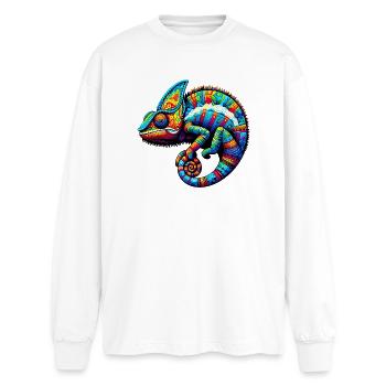 Chameleon - Oversized Long Sleeve T-Shirt - white - Front - AI Model Male 185 light (185cm)