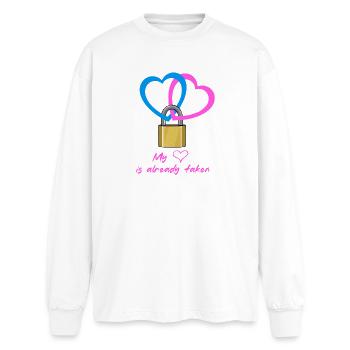 My heart is already taken - Oversized Long Sleeve T-Shirt - white - Front - AI Model Male 185 light (185cm)