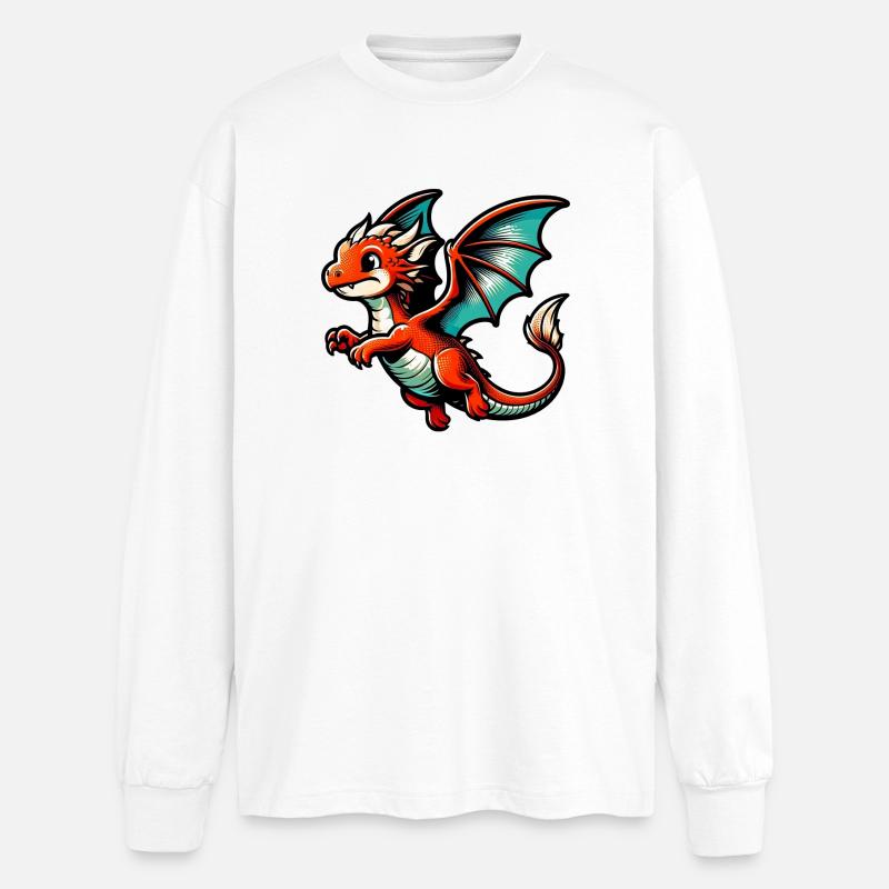 Drache - Oversized Langarmshirt - Weiß