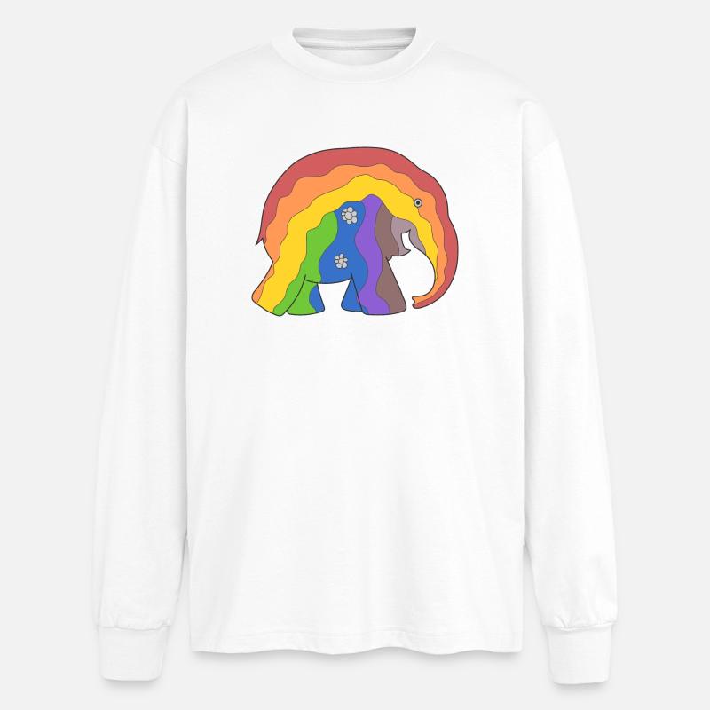 Elephant - Oversized Long Sleeve T-Shirt - white