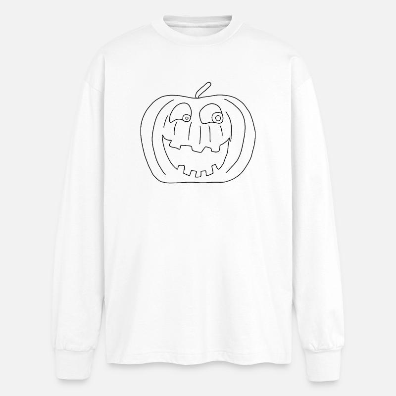 Kürbis mit Gesicht - Halloween - Oversized Langarmshirt  - Weiß
