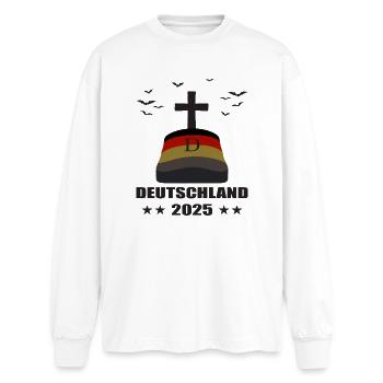 Tombe en Allemagne 2025 - T-shirt manches longues oversize - blanc - Devant - AI Model Male 185 light (185cm)