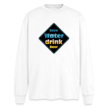 Save Water Drink Beer Schild-Design - Oversized Langarmshirt  - Weiß - Vorne - AI Model Male 185 light (185cm)