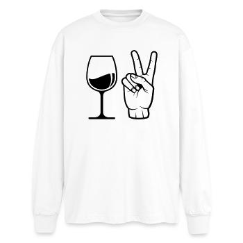Commander du vin - T-shirt manches longues oversize - blanc - Devant - AI Model Male 185 light (185cm)