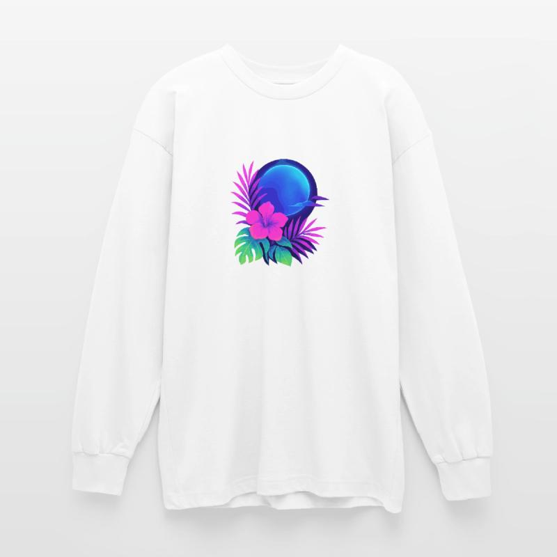 Neon Tropic Moon Oversized Long Sleeve T-Shirt
