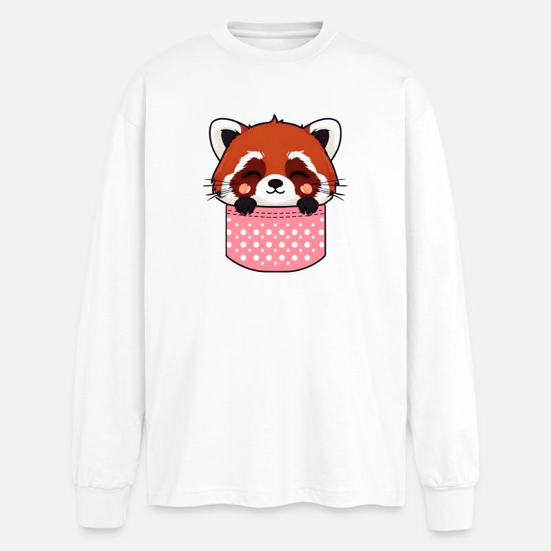 Kawaii Roter Panda - Oversized Langarmshirt  - Weiß