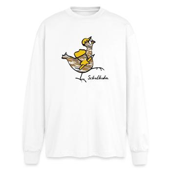 RIKELS school chicken: strong companion in everyday life - Oversized Long Sleeve T-Shirt - white - Front - AI Model Male 185 light (185cm)