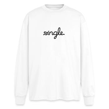 Single - Oversized Langarmshirt  - Weiß - Vorne - AI Model Male 185 light (185cm)