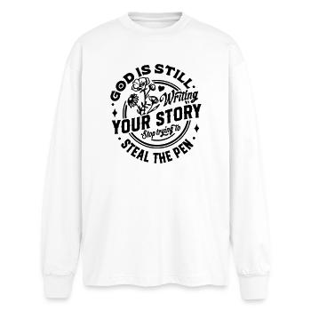 Abstract Colourful Geometric Pattern - Oversized Long Sleeve T-Shirt - white - Front - AI Model Male 185 light (185cm)