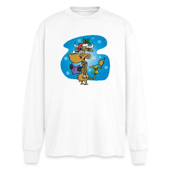 Cow Santa Claus *funny* - Oversized Long Sleeve T-Shirt - white - Front - AI Model Male 185 light (185cm)