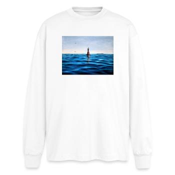 Lighthouse over Calm Blue Adriatic Sea Croatia - Oversized Long Sleeve T-Shirt - white - Front - AI Model Male 185 light (185cm)