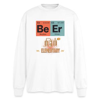 Science-Inspired Elemental BeerT-Shirt Design - Oversized Long Sleeve T-Shirt - white - Front - AI Model Male 185 light (185cm)