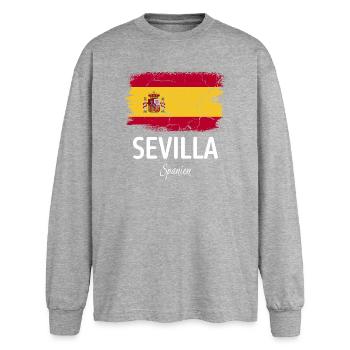 Sevilla - Oversized Langarmshirt  - Grau meliert - Vorne - AI Model Female 180 light (180cm)