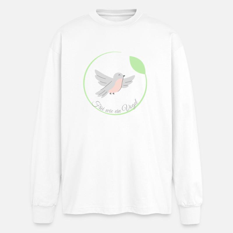 Frei wie ein Vogel - Oversized Langarmshirt  - Weiß