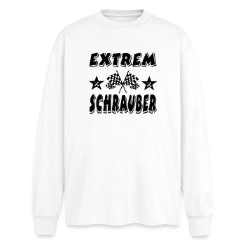 Schrauber - Oversized Langarmshirt  - Weiß - Vorne - AI Model Male 185 light (185cm)