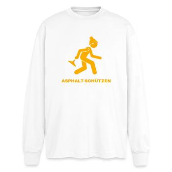 Tireurs d’asphalte orange - T-shirt manches longues oversize - blanc - Devant - AI Model Male 185 light (185cm)