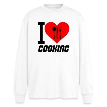i_love_cooking_02 - T-shirt manches longues oversize - blanc - Devant - AI Model Male 185 light (185cm)