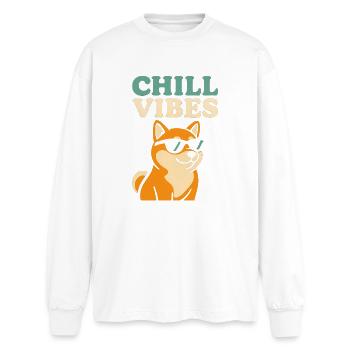 Chill Vibes Shiba Tea - Oversized Long Sleeve T-Shirt - white - Front - AI Model Male 185 light (185cm)