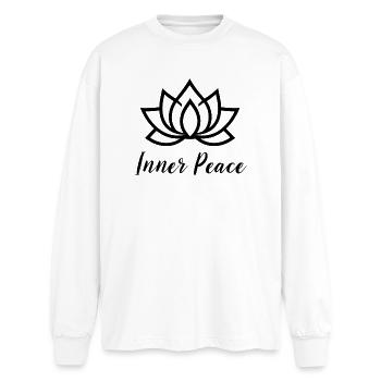 Inner Peace Lotus Yoga T-Shirt - Oversized Langarmshirt  - Weiß - Vorne - AI Model Male 185 light (185cm)