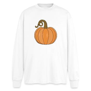 Gebogener Stiel Kürbis Illustration - Oversized Langarmshirt  - Weiß - Vorne - AI Model Male 185 light (185cm)