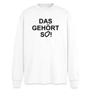 Das gehoert so - Oversized Langarmshirt  - Weiß - Vorne - AI Model Male 185 light (185cm)