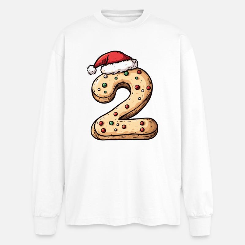 Biscuit de Noël à 2 chiffres - T-shirt manches longues oversize - blanc