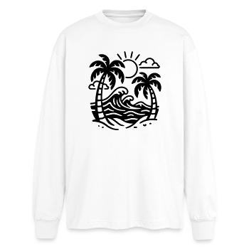 Vacances - T-shirt manches longues oversize - blanc - Devant - AI Model Male 185 light (185cm)