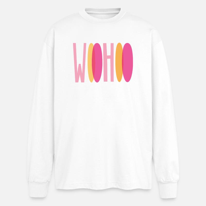 "woohoo" - Oversized Langarmshirt  - Weiß