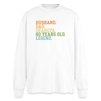 Husband Dad Grandpa 65 Years Old Legend - Oversized Long Sleeve T-Shirt - white - Front - AI Model Male 185 light (185cm)