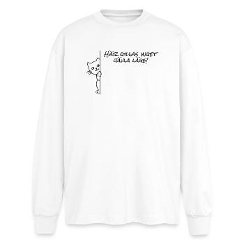 No location is liked here - Oversized Long Sleeve T-Shirt - white - Front - AI Model Male 185 light (185cm)