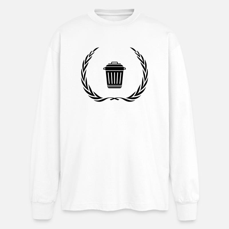 Garbage Can Symbol Wreath - Oversized Long Sleeve T-Shirt - white
