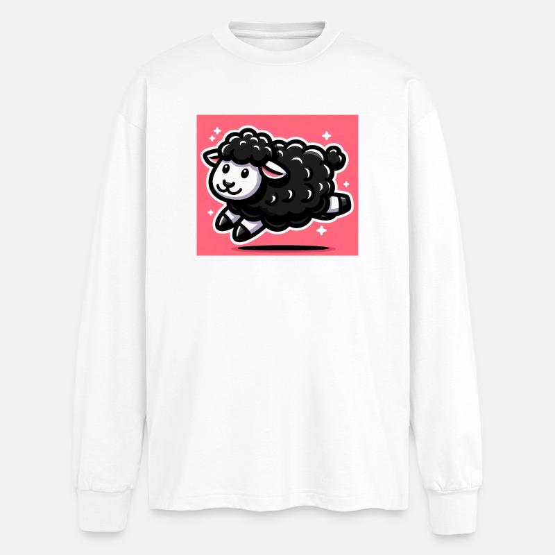 Schwarzes Schaf - Oversized Langarmshirt  - Weiß