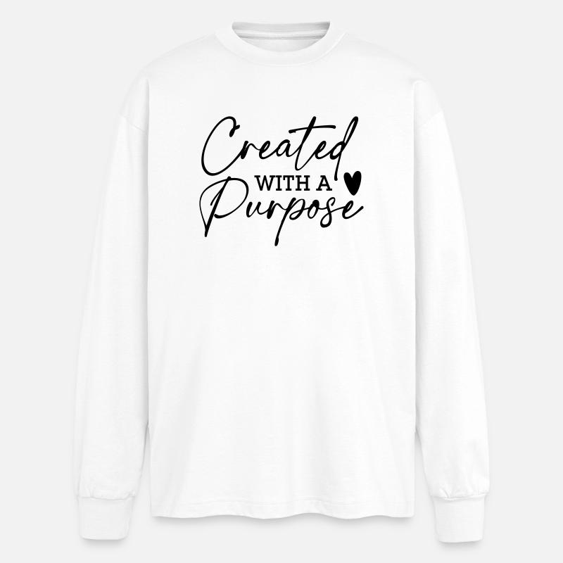 Createtd with a Purpose - Oversized Long Sleeve T-Shirt - white
