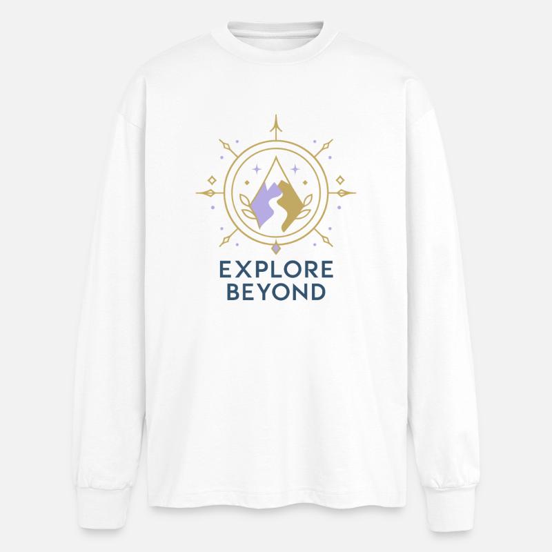 Explore Beyond Kompass - Oversized Langarmshirt  - Weiß