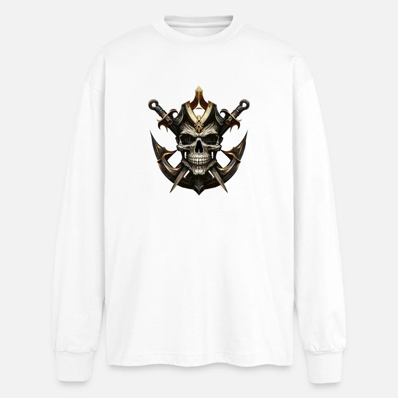 Schädelkrieger mit Schwertern - Oversized Langarmshirt  - Weiß