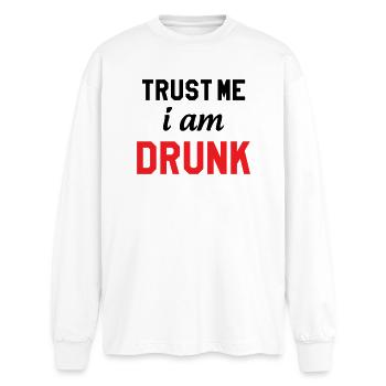 Vertrau mir, ich bin betrunken – Alkohol - Oversized Langarmshirt  - Weiß - Vorne - AI Model Male 185 light (185cm)