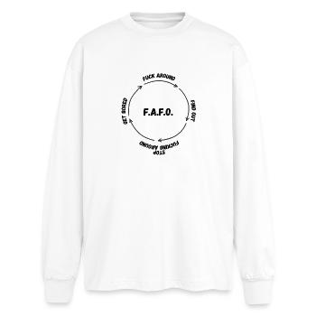 Flow circle FAFO - Oversized Long Sleeve T-Shirt - white - Front - AI Model Male 185 light (185cm)